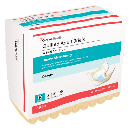 Cardinal Health Wings Plus Quilted Adult Briefs - Heavy Absorbency - XL