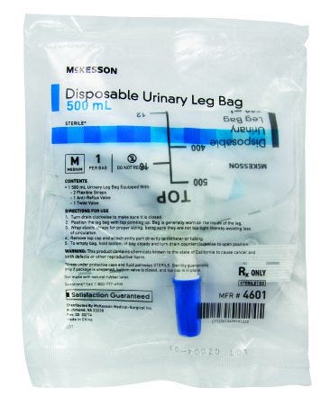 Urinary Leg Bag McKesson Anti-Reflux Valve Sterile