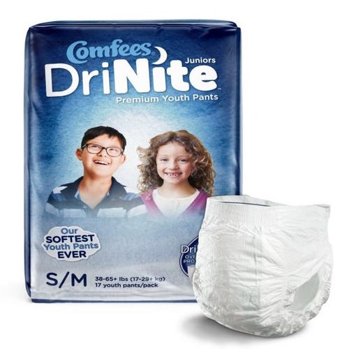 Comfees DriNite Youth Pants - Small/Medium - 17 pack