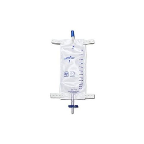 Medline® Industries Leg Bags with Comfort Strap, Fabric Back and exclusive Slide-Tap Drainage Port 1100mL, Large, Sterile Fluid Pathway